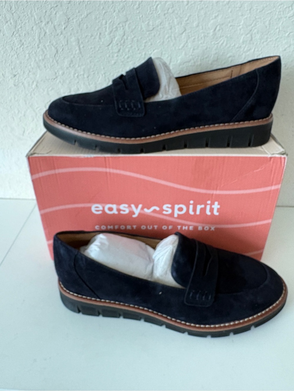 Easy Spirit Velia Slip On Loafers Womens Blue E-VELIA-400 SZ 8 M NIB